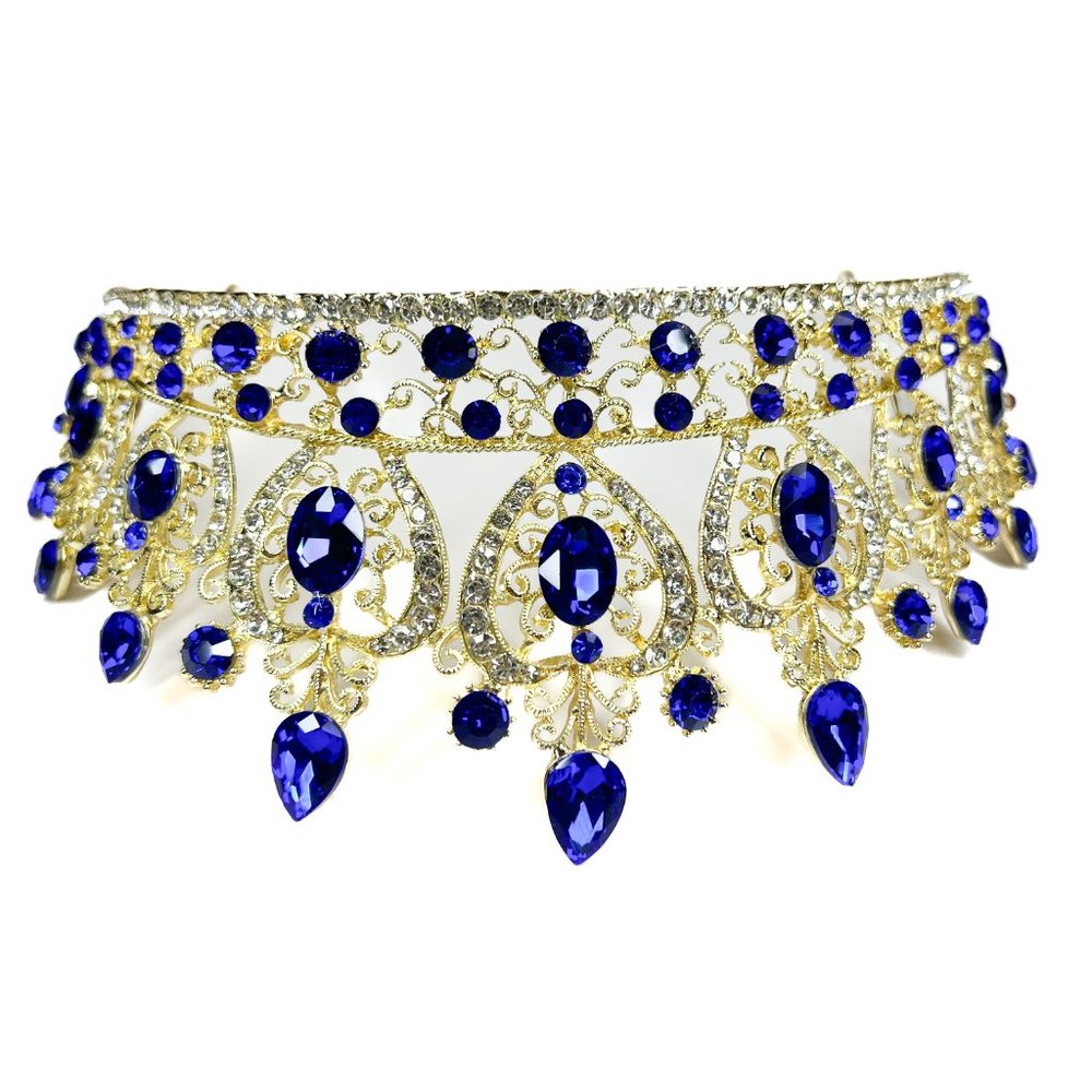 Vintage Blue Crystal Rhinestone, Bridal, Wedding, Prom, Pageant, Birthday, Gift - Picture 3 of 5